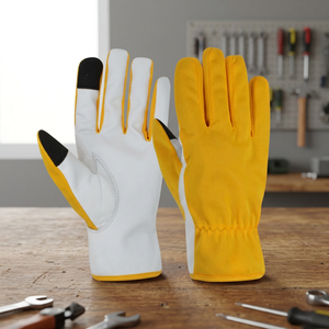 Gants de travail en cuir robustes, pointes des doigts antidérapantes, poignet élastique, usage général, sécurité, épaisseur 11 oz, niveau d'impact 2 - Product Image 2