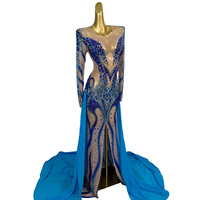 Robe longue sirène sexy avec strass papillon pour anniversaire, mariage, soirée de gala, célébration, costume de scène pour chanteuse