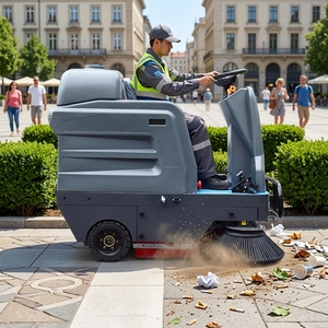 Machine de balayage de voirie 48V neuve, largeur de nettoyage 1300mm, modèle autoporté, la plus vendue - Product Image 1