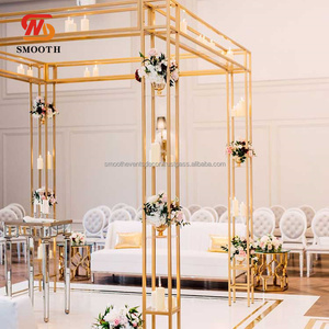SMOOTH Modern <b>Wedding</b> Stage Backdrop Metal Chuppah <b>Frame</b> Gold Square Arch Stand - Product Image 6