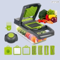 Coupe-légumes manuel multifonctionnel, hachoir à légumes, manche en bois, outil de cuisine domestique, gadget de cuisine chinois