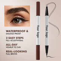 Crayon à sourcils liquide imperméable et résistant à la transpiration, double embout, vente en gros, marque privée