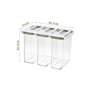 Transparent Hanging Square Grain <b>Storage</b> <b>Container</b> <b>Stackable</b> Kitchen Food Organizer With Clip On Lid For Pantry Use - Product Image 5