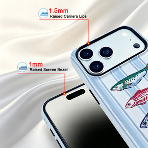 <span class=keywords><strong>Funda</strong></span> Protectora Rígida para iPhone 18 con Diseño Retro de Peces Acuáticos, Patrón Intercambiable, Recortes Precisos y Protección Contra Impactos - Product Image 3