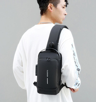 Sac de poitrine décontracté pour homme avec serrure à code antivol, sac bandoulière en polyester pour le sport, les voyages et les activités de plein air
