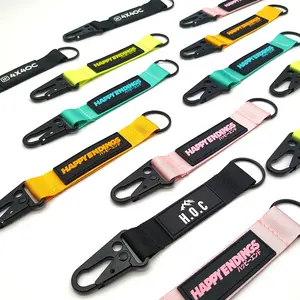 YYX Custom Pretty PVC rubber logo love pink neck strap pink keychain lanyard with HK black carabiner hook