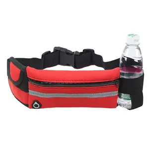 Custom outdoor unisex elastic universal neoprene everywhere waist pack bag sports running belt with water bottle holder
