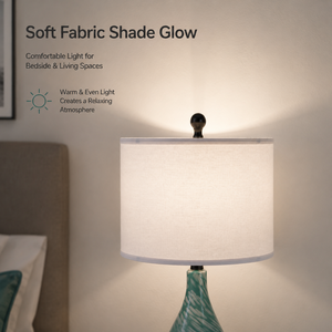 Lampe de table moderne à commande tactile avec chargeur USB, abat-jour en tissu, base en fer, ampoule E27 pour chambre à coucher, chevet, salon - Product Image 4