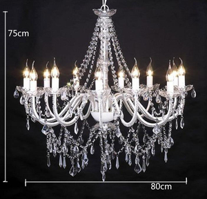 Lustre en acrylique et cristal à 12 bras, cadre blanc avec décorations en acrylique/cristal NS-120125W – Offre spéciale – Garantie 1 an - Product Image 6