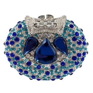 Women Sparkly Oval Rhinestones Evening Bag Full Crystal <b>Clutch</b> Purse with Detachable Metal Chain Bride Wedding Purse - Product Image 1