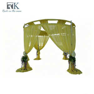 Elegant Yellow Drapery Double Round Pipe Drape Set Mobile with Flight Cases - Product Image 1