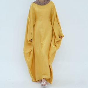 Abbigliamento Islamico Estivo in Poliestere a Prezzi Convenienti, Taglie Forti, Abiti Kaftan Etnici Tinta Unita con Cintura, Abaya di Dubai - Product Image 3