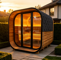 Sauna traditionnel en épicéa carbonisé pour extérieur, sauna en forme de cube incurvé, sauna sec pour jardin, expédition rapide depuis les États-Unis