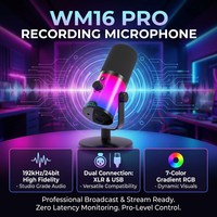 Microphone dynamique professionnel WM16 double mode USB/XLR, haute résolution 192kHz/24bit, micro de studio RGB pour podcast et streaming