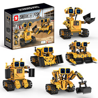 Juego de Bloques de Construcción de Vehículos de Ingeniería Versátiles con Control Remoto 5 en 1, Juguete de Bloques de Construcción de Vehículos de Ingeniería Programable STEM