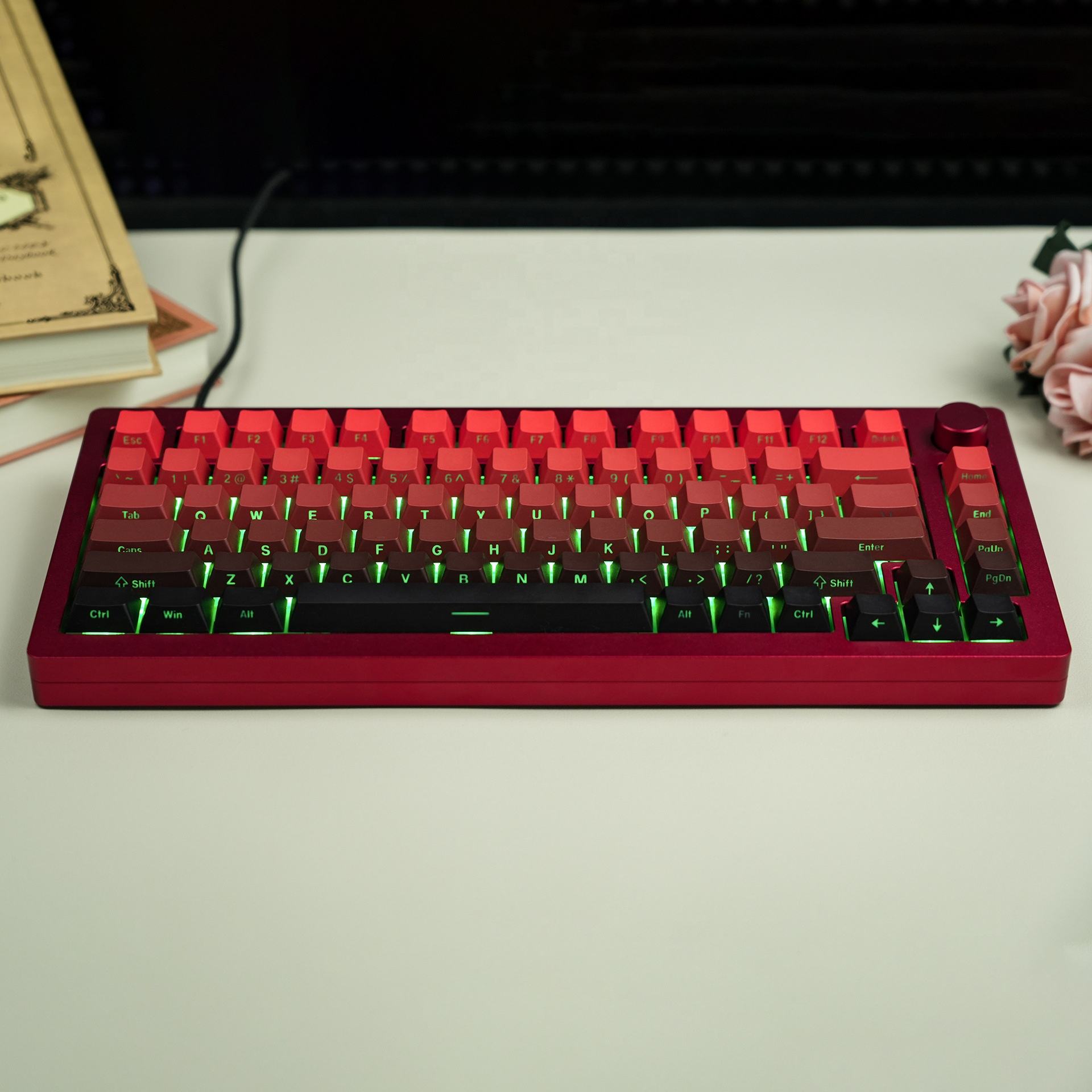 Red Gradient Backlit Keycaps - Durable PBT Material