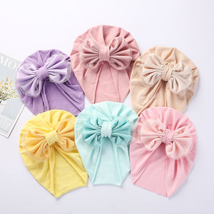 Liquidation vente nouvelle arrivée en mousseline de soie nœud chapeau coloré bébé doux haute extensible élastique Turban Top vente bébé Turban - Product Image 1