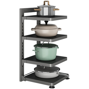Kitchen Cookware Rack Multi Layer Foldable Storage Pot Rack Under Sink Floor Standing Countertop Organizer Rectangle Design - Product Image 5
