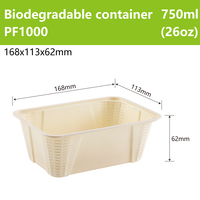 Boîtes à lunch jetables biodégradables avec couvercle, capacité de 26 oz, certifiées casher, pour restaurant, plats à emporter, emballage micro-ondable, 'à emporter', 12