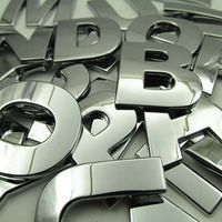 45mm 3D Métal Lettres Emblème Chrome Autocollants Badge Auto Logo Voiture Maison DIY Stickers
