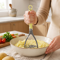 Aardappelstamper met bamboe handvat, handmatige groentepuree pers van voedselveilige kwaliteit voor aardappelpuree, babyvoeding & guacamole
