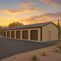 Bâtiment en acier galvanisé à poutrelles ASTM A36 pour entrepôt, atelier et stockage autonome, à plusieurs portes et à simple paroi
