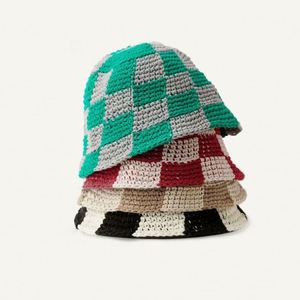 Sombrero de Pescador de Lana con Volantes y Diseño a Cuadros, Tejido a Crochet, Económico y Moderno, Venta Caliente de Fábrica - Product Image 2