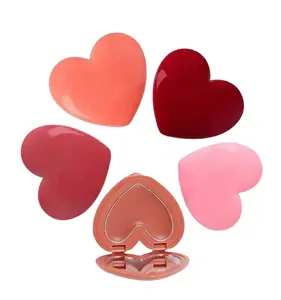 10g可爱迷你甜美心形粉色红色塑料可回收紧凑型粉盒散粉容器