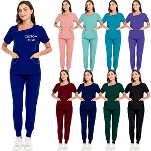 Tenues d'infirmière personnalisées à manches courtes pour femmes, extensibles, grandes tailles, uniformes de mode pour médecins et infirmières, ensembles de blouses médicales à usage médical - Product Image 1