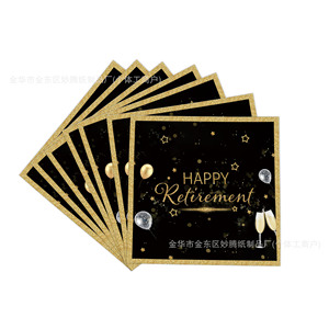 Happy Retirement Disposable Tableware Set <b>Black</b> Gold Party Supplies <b>Plates</b> Cups Napkins Cutlery Kit - Product Image 5