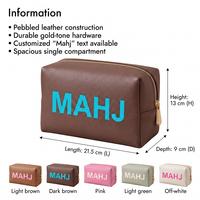 Sac de rangement LZ en cuir grainé pour tuiles de Mahjong américain, pour joueurs, 21,5x13x9cm, pochette organisatrice de Mahjong, logo personnalisé