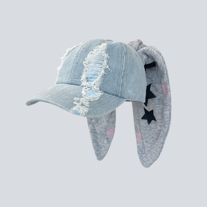 Topi desainer telinga panjang tengkorak musim panas untuk pria topi Baseball raksasa Jeans robek uniseks lucu Y2k topi Trucker - Product Image 6