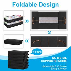 Under <b>Bed</b> Storage <b>Bags</b> for Clothes and Blankets, Foldable Fabric Zipper Container with Clear Window and Reinforced Handles - Product Image 4