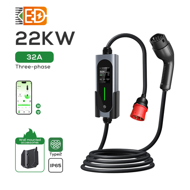 OEM Manufacturer New IP65 Type 1 7kW AC Input 110-380V Portable EV Charger with 24-Month Warranty