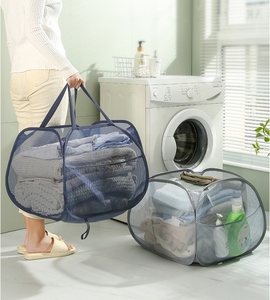 Soft Close <b>Laundry</b> Hamper with <b>Mesh</b> Nylon Basket 90L Capacity <b>Laundry</b> <b>Bags</b> Square Bottom - Product Image 4
