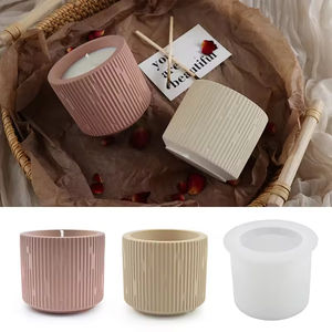 Molde de silicona para velas con rayas redondas Early Riser, portavelas, maceta de cemento y yeso, tarro para velas, molduras decorativas para el hogar - Product Image 5