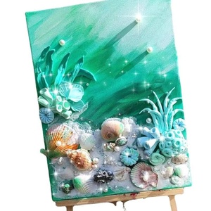 Kit de peinture DIY à texture de coquillage perlé fait main, thème plage et océan 3D, ensemble complet d'art, fournitures artistiques pour enfants et adultes, décoration murale XIXI - Product Image 2