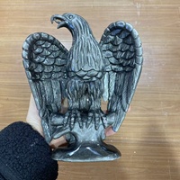 Águila de Obsidiana Plateada Tallada a Mano de Alta Calidad, Gran Brillo Plateado para Exhibición de Colección de Lujo, Decoración del Hogar Fengshui