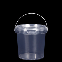 Seau en plastique en gros d'usine avec poignée, capacité de 0,5 L à 5 L, pour chocolat, beurre de cacahuète, barils de barbe à papa, seaux et fûts