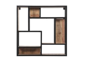 Estante de pared de diseño en hierro/madera, negro, con acabado PC/Mango Ar, de la colección de muebles de metal/madera de mango, a precio mayorista. - Product Image 4