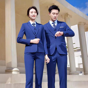 4S <span class=keywords><strong>negozio</strong></span> di vendita professionale maglia nera tuta per gli uomini donne stesso stile abiti da lavoro formale due pezzi Set con chiusura a bottone - Product Image 5