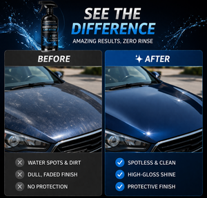 LUNOVATE Spray de lavage auto sans eau (500ml) Formule sans rinçage Nettoyage sans rayures Brillance sans traces Sûr pour voitures neuves et anciennes - Product Image 5