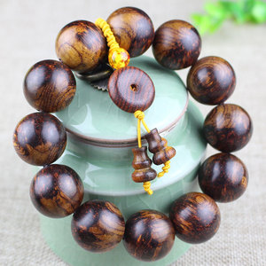 สร้อยข้อมือไม้โรสวูด 20 มม. ลูกปัดกลม 12 ชิ้น เครื่องประดับพิธีกรรมทางศาสนา ของสะสมโบราณ - Product Image 4