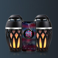 Lampe de table LED avec haut-parleurs, portable, intérieur/extérieur, camping, jardin, terrasse, torche extérieure, éclairage d'ambiance, lanterne, lampe à flamme
