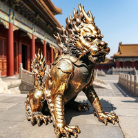 Statue de Qilin en bronze coulée à la main, statue traditionnelle chinoise de bête gardienne, décoration Feng Shui pour temple et jardin