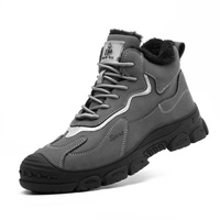Bottes de sécurité à embout d'acier en cuir de vachette suédé avec semelle en PU anti-écrasement et anti-perforation pour l'hiver et la construction