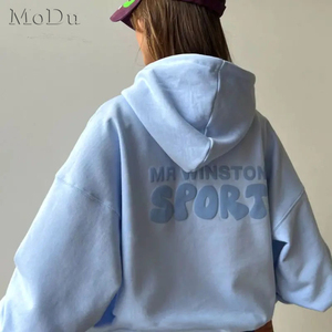High Quality Terry 3D Embroidery Puff Print Heavyweight Cotton Oversized Hoodie Custom Logo Heat Transfer Women Crop Hoodies