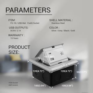 Caja <span class=keywords><strong>de</strong></span> salida <span class=keywords><strong>de</strong></span> suelo emergente moderna, cubierta impermeable y a prueba <span class=keywords><strong>de</strong></span> polvo, enchufe Cat6 <span class=keywords><strong>de</strong></span> red <span class=keywords><strong>de</strong></span> suelo con puertos USB a y USB C - Product Image 3