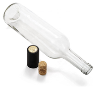 Vente en gros directe usine : Bouteilles de vin rouge mat transparentes de 750 ml, bouteilles de vin de raisin et de champagne avec bouchon en liège