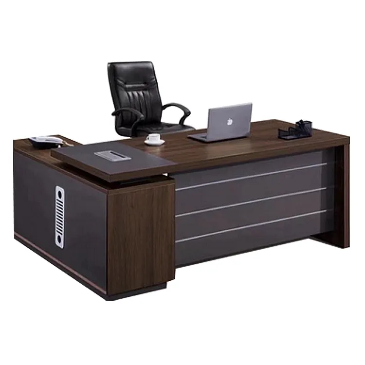 Escritorio de muebles de oficina moderno Ekintop, escritorios ejecutivos de alta tecnología Boss en forma de L, escritorio de oficina CEO